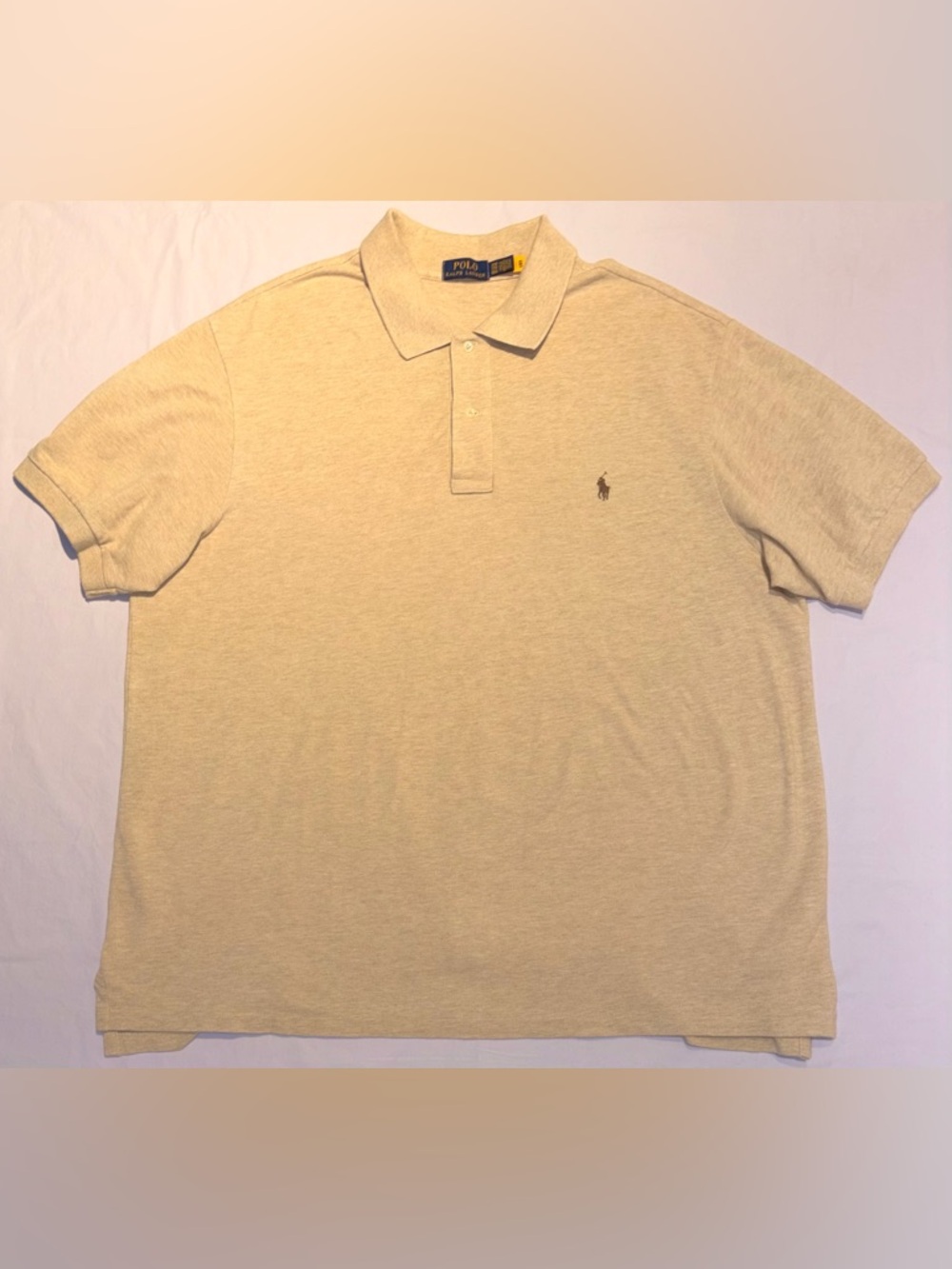Polo Ralph Lauren Mens Big & Tall Classic Fit Mesh Polo Shirt Tan 2XB